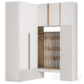 Trueliving 5 Door Corner Kids Brown wardrobes Laminated Finish & PU Finish 8Ft *2Ft *9Ft -2438.4MM X 609MM X 2743.2MM)